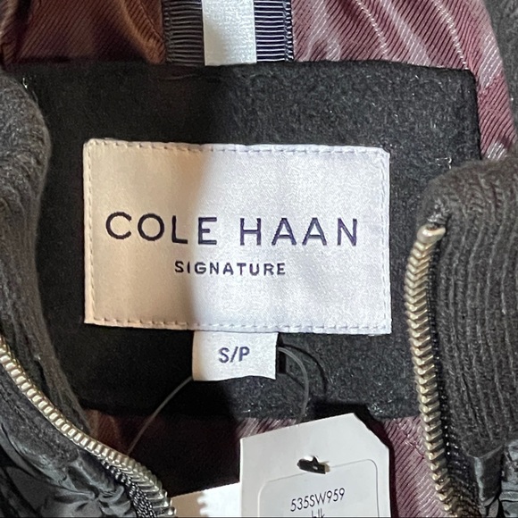 Cole Haan Melon Four-Pocket Faux Leather Trim Detail Button Front Car Coat S - Picture 4 of 7